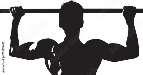 Silhouette of a Person Performing Pull-Up Exercise for Upper Body Strength

