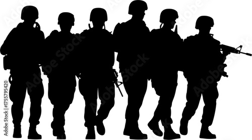 Group of Soldiers Silhouette Vector Illustration