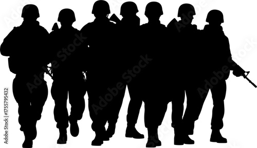 Group of Soldiers Silhouette Vector Illustration