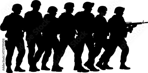 Group of Soldiers Silhouette Vector Illustration