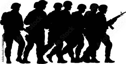 Group of Soldiers Silhouette Vector Illustration