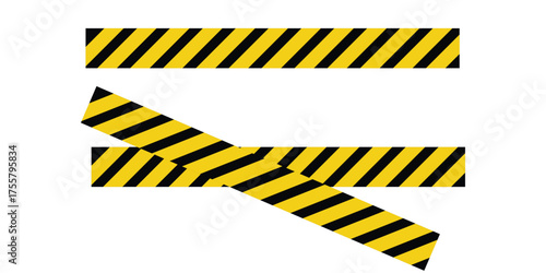 Vector isolated caution banner icons set on white background. Modern simple caution banner sets on white page.  Set of  construction line icons on isolated page. EPS 10. 