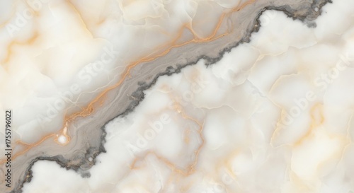 White and Gold Marble Texture with Grey Veins for Background