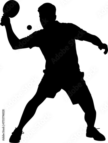 Male Tennis Table Player Silhouette Vector Illustration