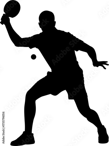 Male Tennis Table Player Silhouette Vector Illustration