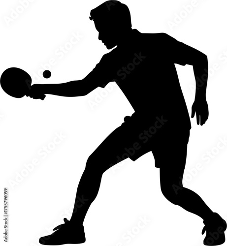 Male Tennis Table Player Silhouette Vector Illustration