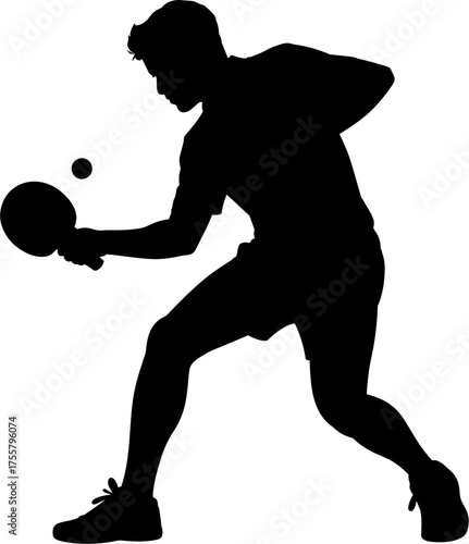 Male Tennis Table Player Silhouette Vector Illustration