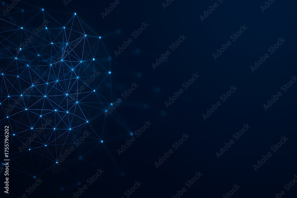 Fototapeta premium Digital Network Mesh Blue Tech Background