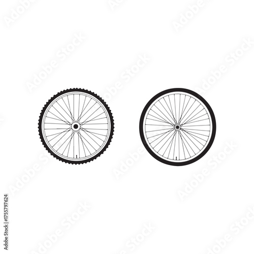 Illustration of two bicycle wheels, symbolizing transportation and recreation, with spokes