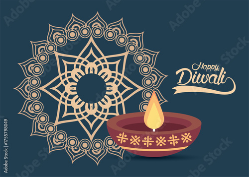 Happy Diwali images Greetings Cad Invitation Bagruand vector illustration Poster 