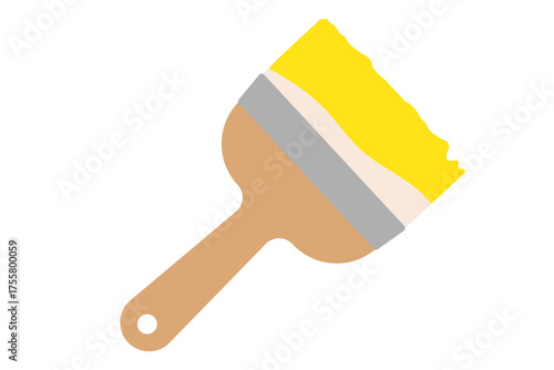 黄色いペンキのついたはけのイラスト