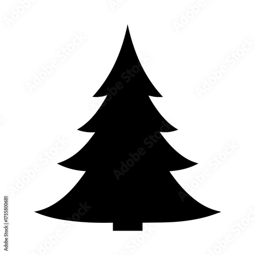 Black Evergreen Tree Silhouette Icon Conifer Pine Fir Spruce Shape Minimalist Nature Graphic Winter Holiday Decoration Element vector illustration