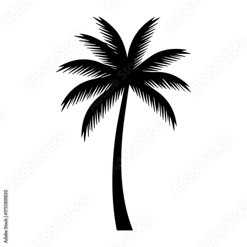 Black Palm Tree Silhouette Icon  Tropical Island Vector Graphic for Beach Vacation Summer  Exotic Destination Themes vector illustration