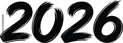 Modern art brush stroke typography for 2026 banners