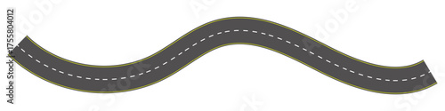 Wavy road top view, winding curves asphalt road vector.
