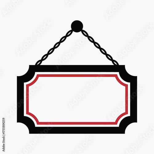 Elegant black and red hanging signage vector illustration scalable eps for declarative design projects silhouette vector illustration white background