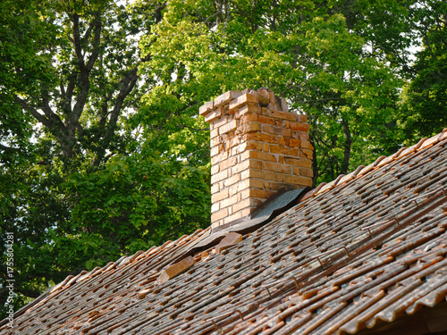 Wallpaper Mural An old broken brick chimney Torontodigital.ca