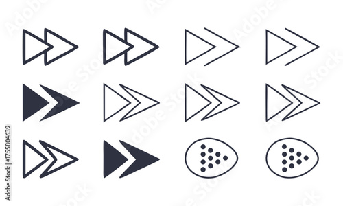  Directional Arrow Vector illustration Collection — Clean Black Icons, easily editable.