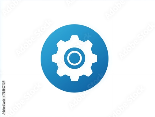 青い円の中に白い歯車が描かれた設定やカスタマイズを象徴するシンプルでモダンなアイコン