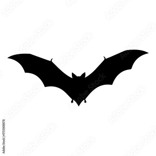 Dark Bat Silhouette in Flight Isolated Black Winged Mammal on White for Halloween Night or Wildlife Themes Vector Illustration