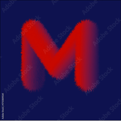 3D Hairy Letter M – Furry Typography on Dark Background