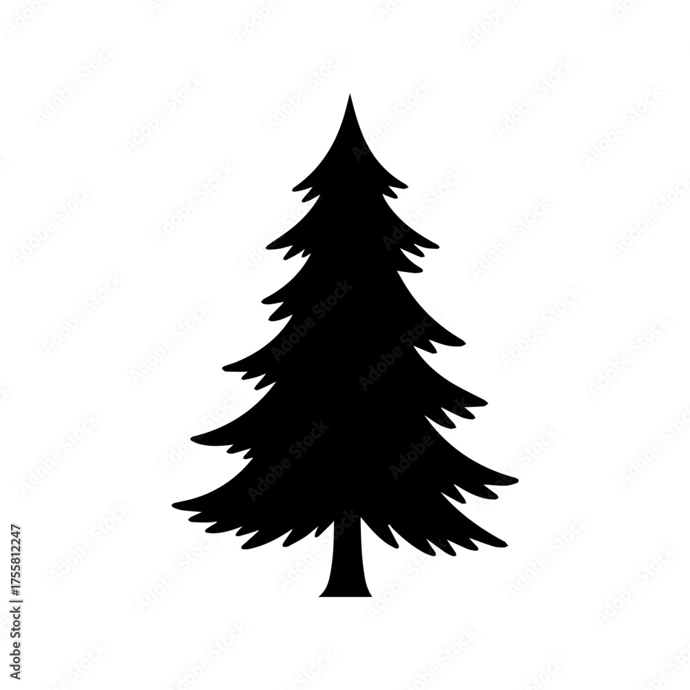 Obraz premium Conifer Tree Silhouette Vector Icon Pine Fir Evergreen Graphic Forest Nature Plant Symbol Minimalist Black White Element Vector illustration