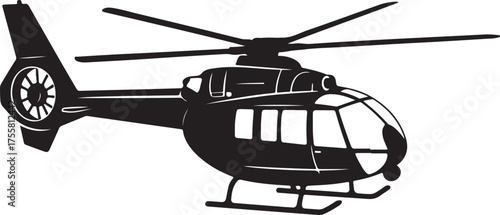 Modern Helicopter Silhouette Transportation Air Vehicle