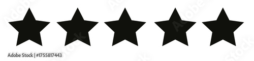 Five stars customer product rating review flat icon for apps and websites