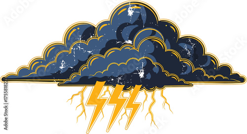 Cloudy weather with lightning, thunder, and storm elements for design and illustration projects