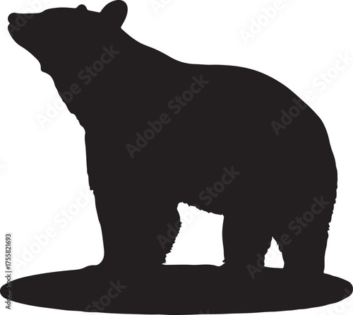 Black silhouette of a standing grizzly bear, a powerful symbol of wilderness and untamed nature