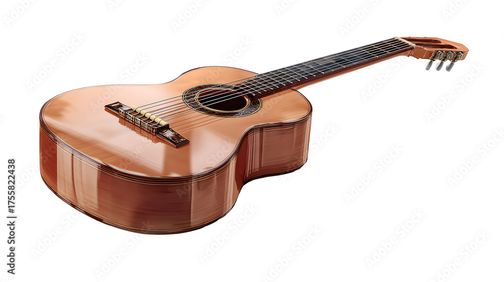 Fototapeta premium Traditional wooden acoustic guitar illustration for musical design projects