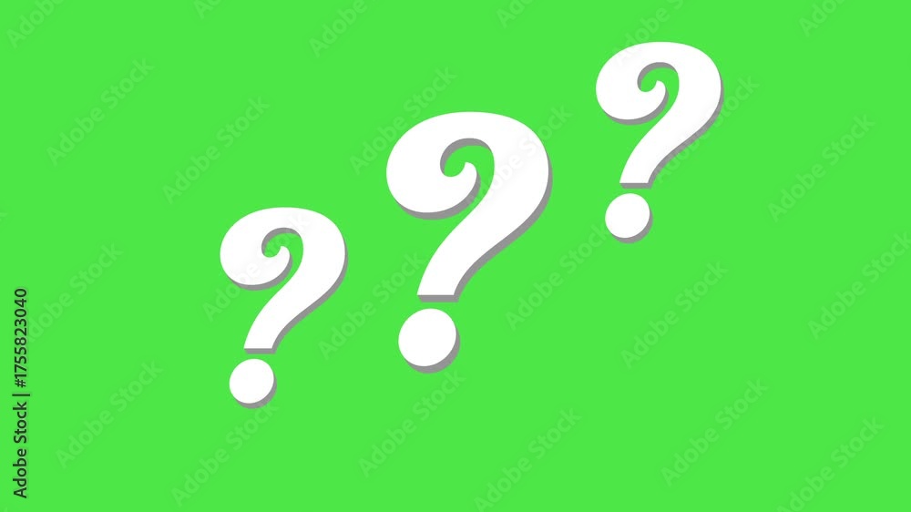 3d question mark floating animation on green screen background ...
