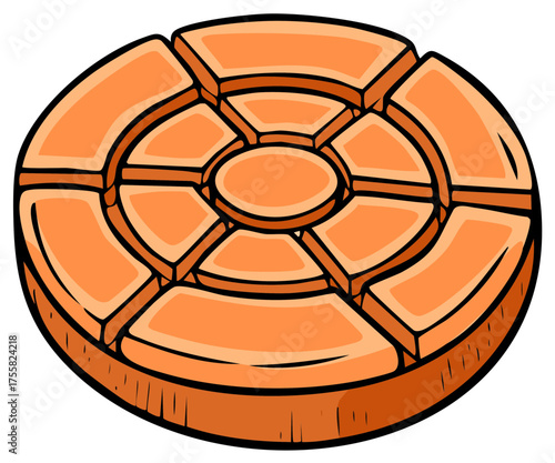Orange clay target broken into segments for sports shooting and target practice