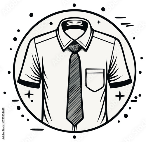 Classic Business Shirt and Tie Doodle Art Icon