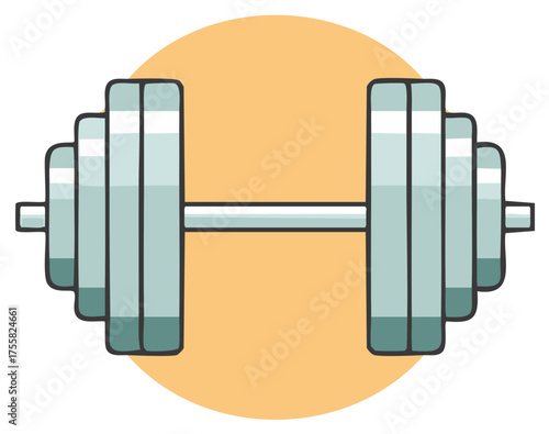 Fitness gym barbell with weight plates illustration for strength training and workout