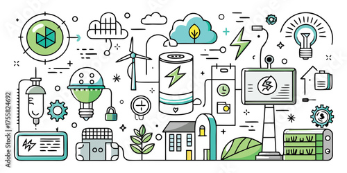 Eco friendly technology and sustainable energy solutions infographic