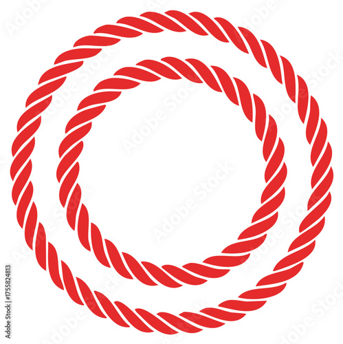 Abstract red twisted cord concentric circles decorative graphic design element illustration
