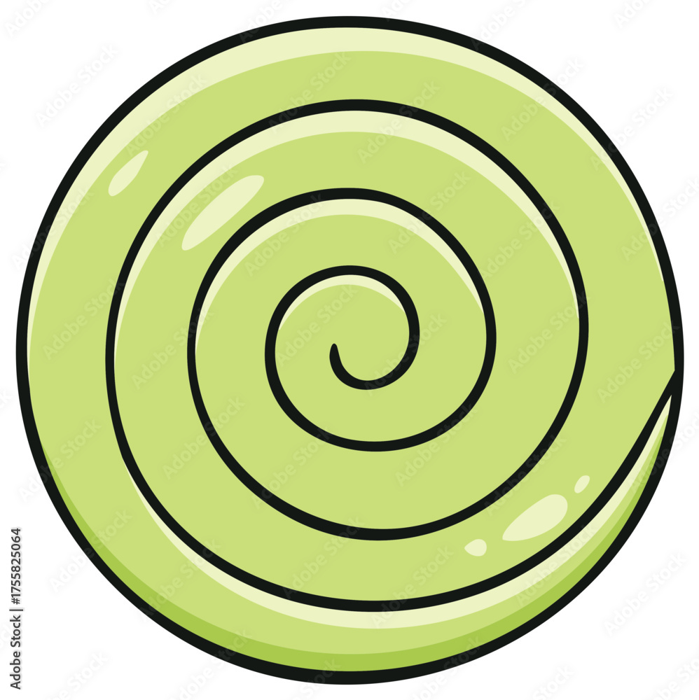 Fototapeta premium Vibrant Green Swirl Candy Cartoon Illustration Delightful Sweet Treat Design Element