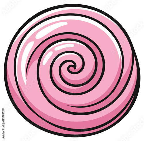 Vibrant pink spiral candy lollipop illustration a delicious sweet sugary treat in cartoon style