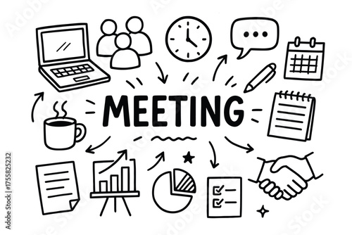 Meeting elements doodle: tools and symbols for effective collaboration