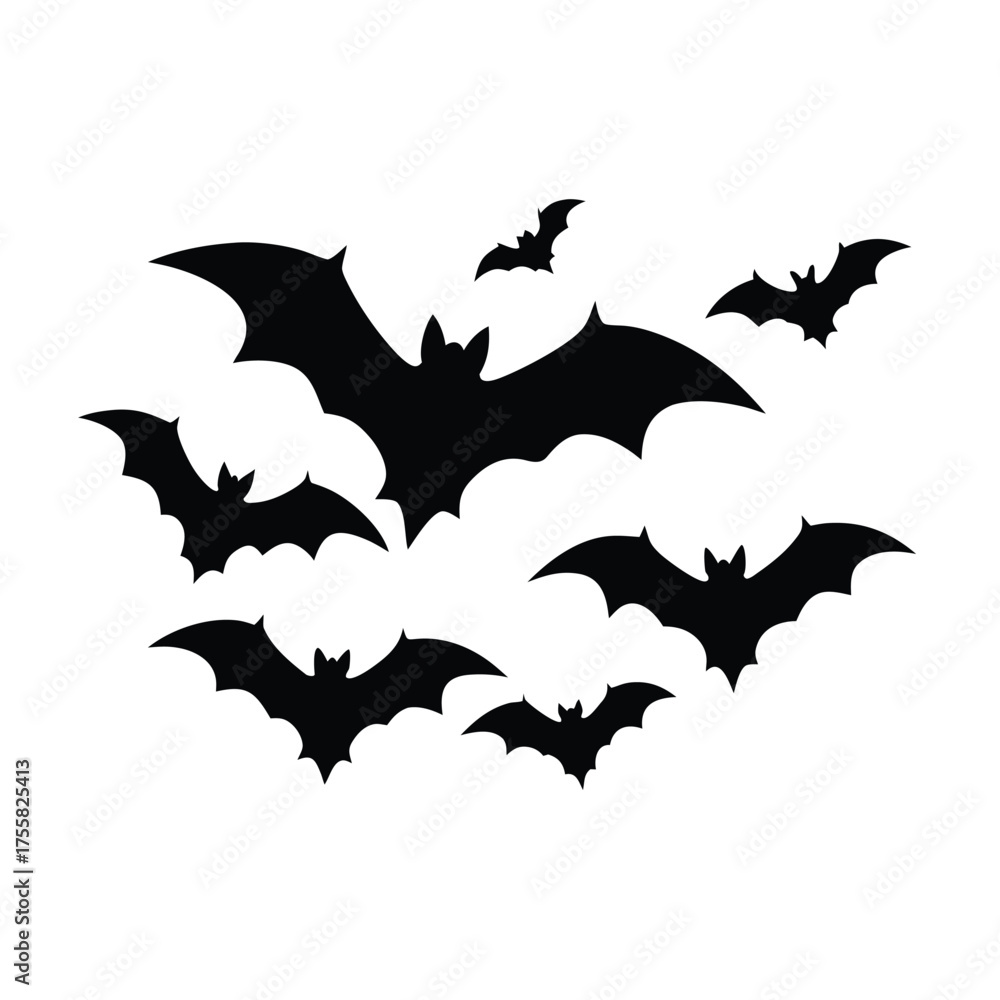 Naklejka premium silhouette of flying bats halloween concept