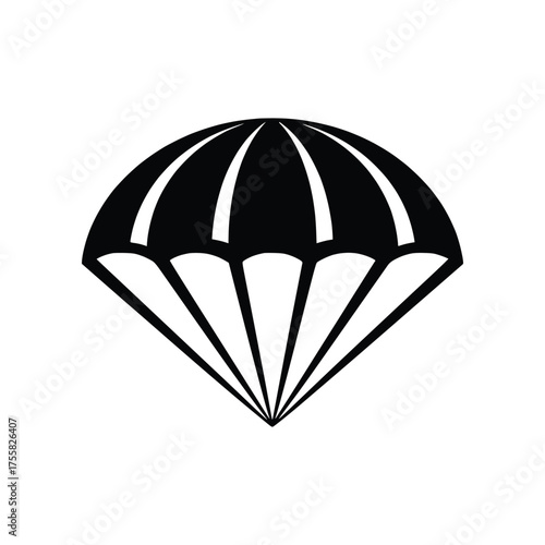 Open Parachute Canopy Solid Glyph Vector Icon
