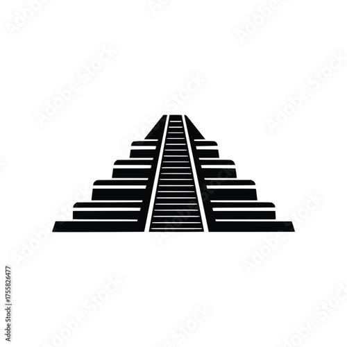 Ancient Mayan Pyramid Structure Vector Illustration