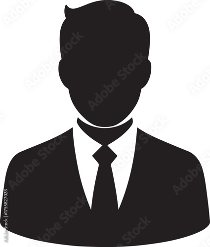 Professional male silhouette avatar person icon wearing business suit and tie for corporate profile