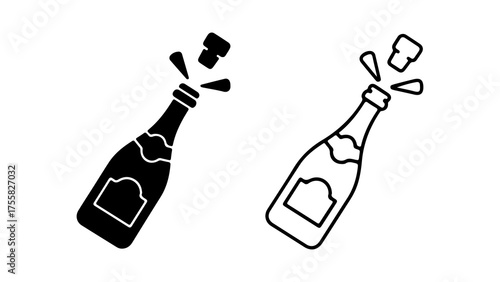 Champagne bottle popping with transparent background