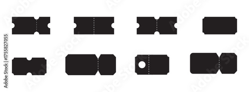 Collection of black die cut shapes and templates Suitable for designing tickets, vouchers, coupons and invitations