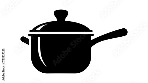 Cooking pot with handle and transparent background