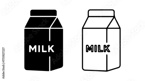 Milk carton icons with transparent background