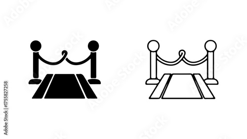 Red carpet barrier with stanchions with transparent background