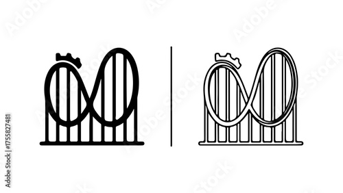 Roller coaster track outline with transparent background